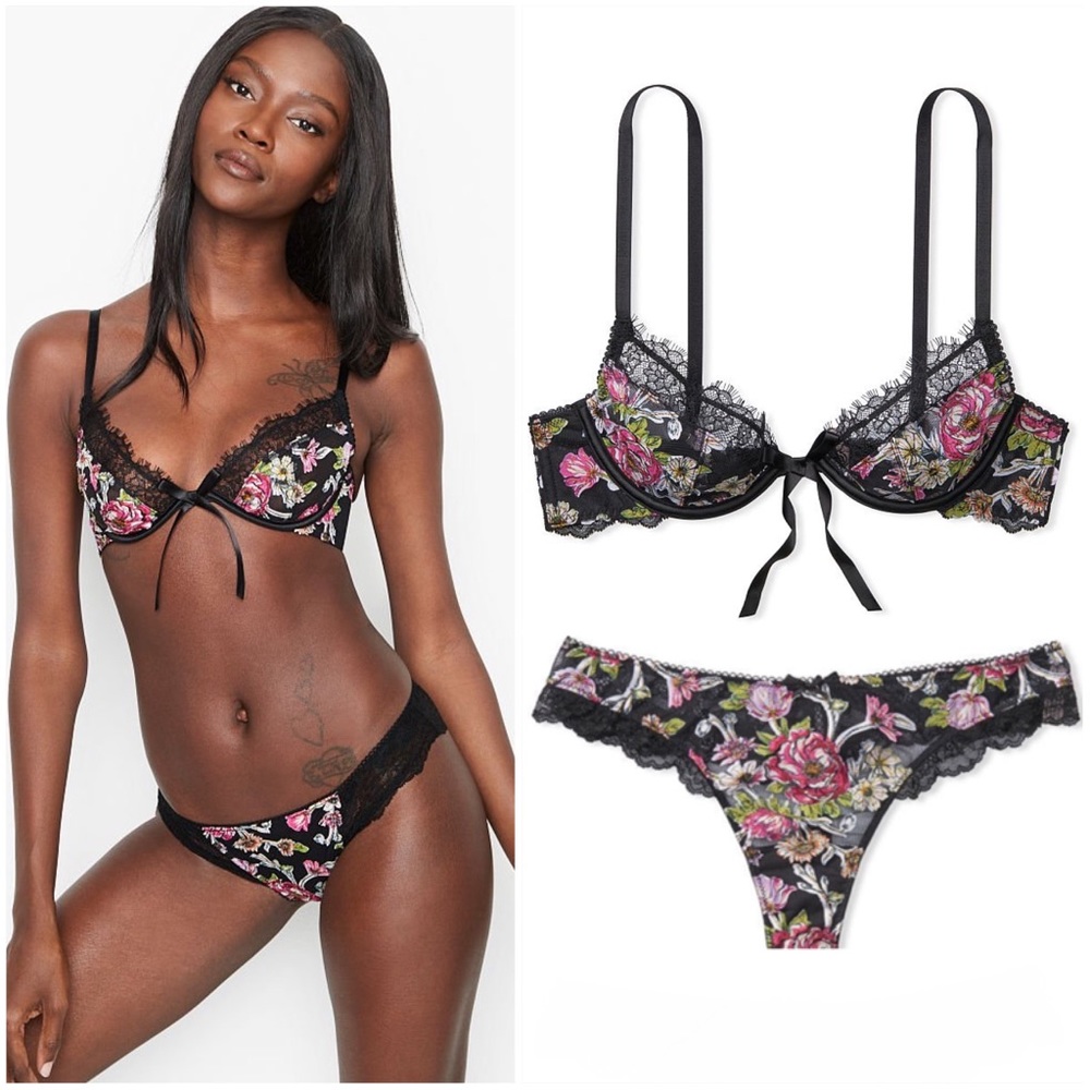 VS Dream Angels Unlined Demi & Keyhole Thong Panty